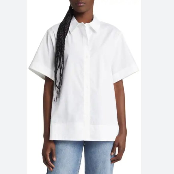 Topshop Tops - NWT Topshop White Oversized Button Up Shirt